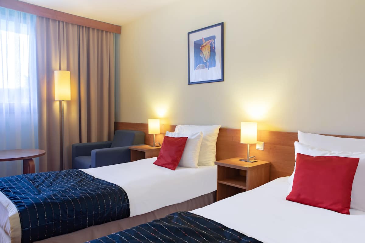 standard twin room, 2 single beds, ground floor | hypo-allergenic bedding, in-room safe, desk, iron/ironing board