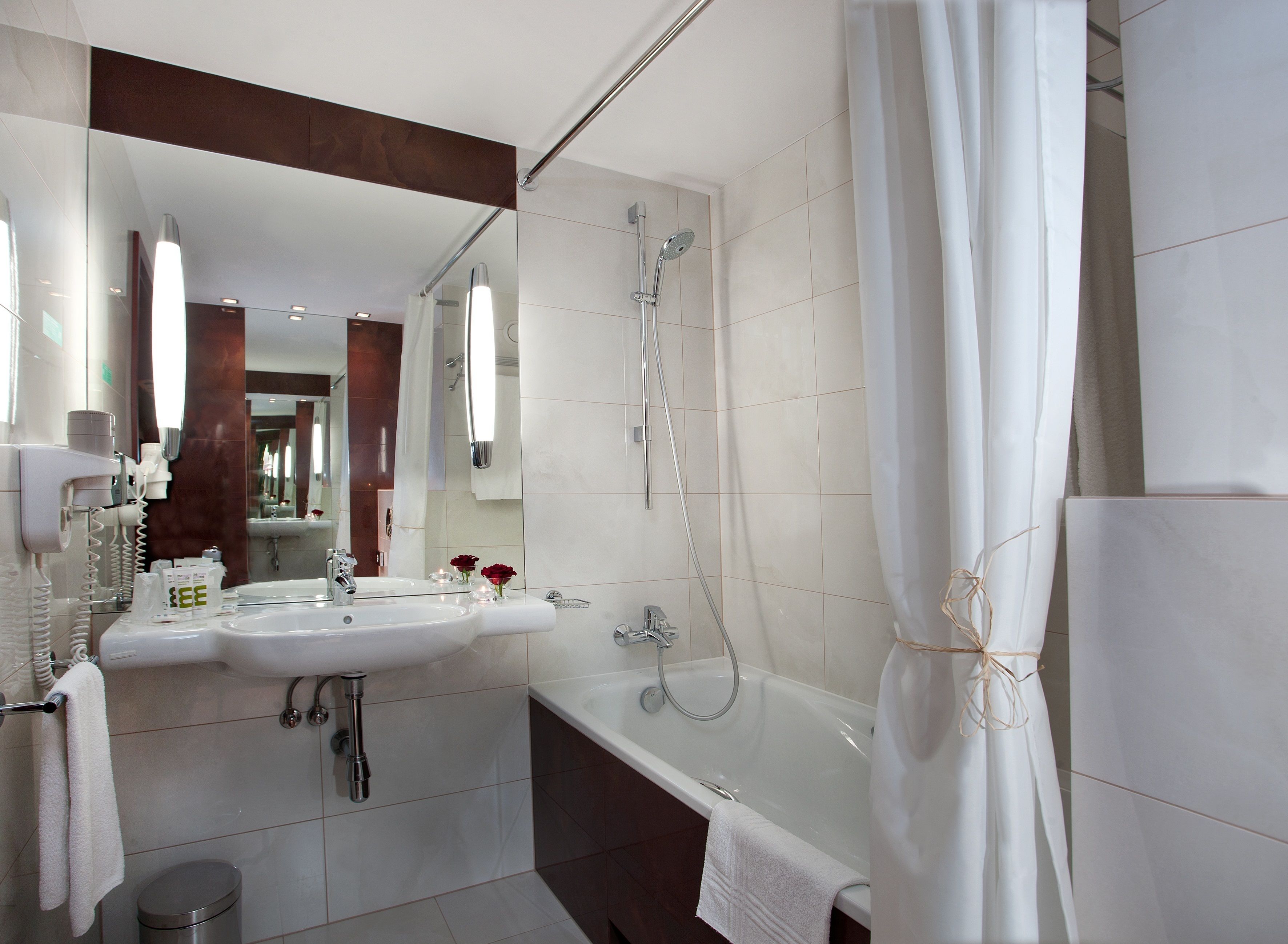 standard room, 1 queen bed with sofa bed | bathroom | eco-friendly toiletries, hair dryer, towels