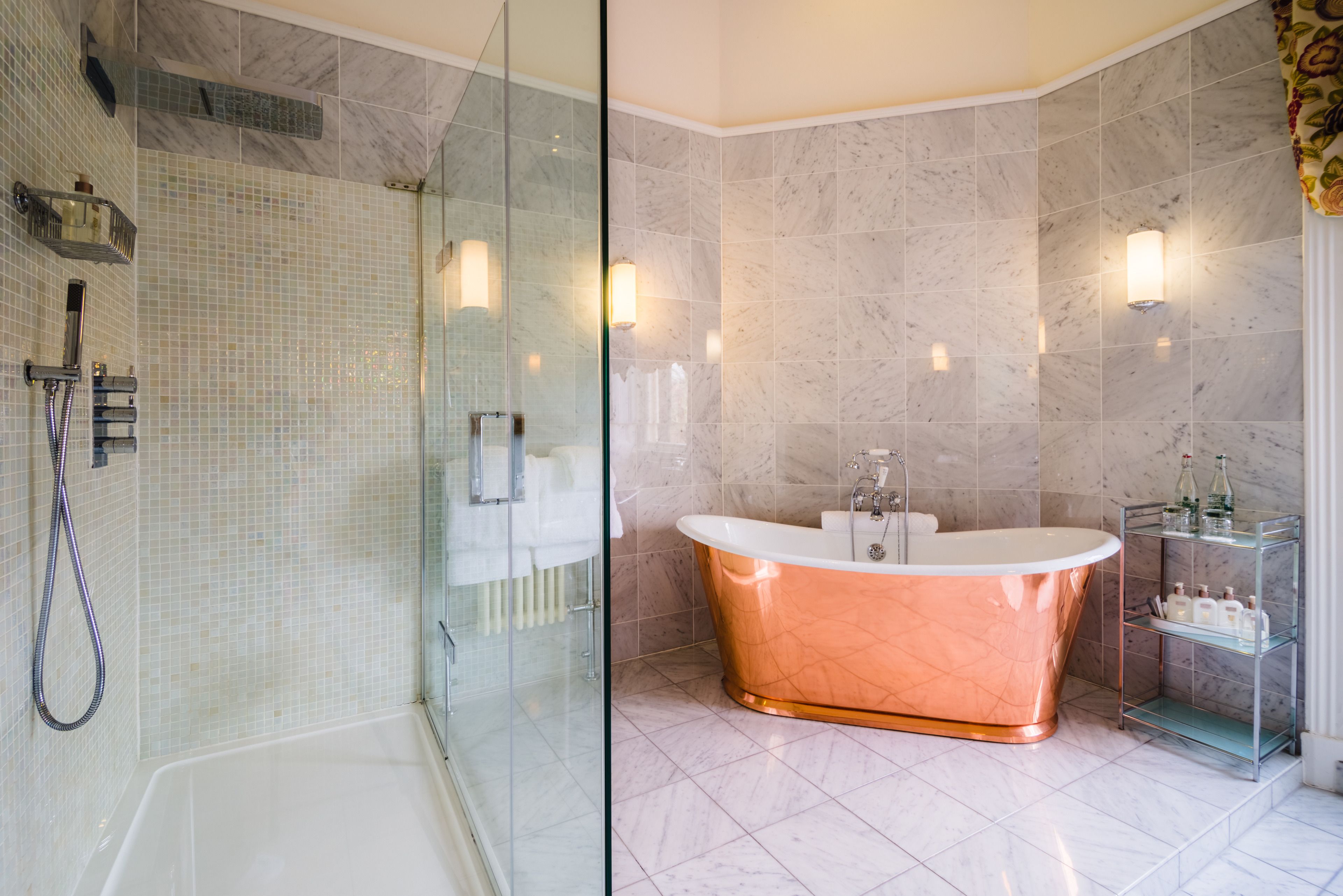 luxury suite, 1 king bed | bathroom | shower, free toiletries, hair dryer, bathrobes