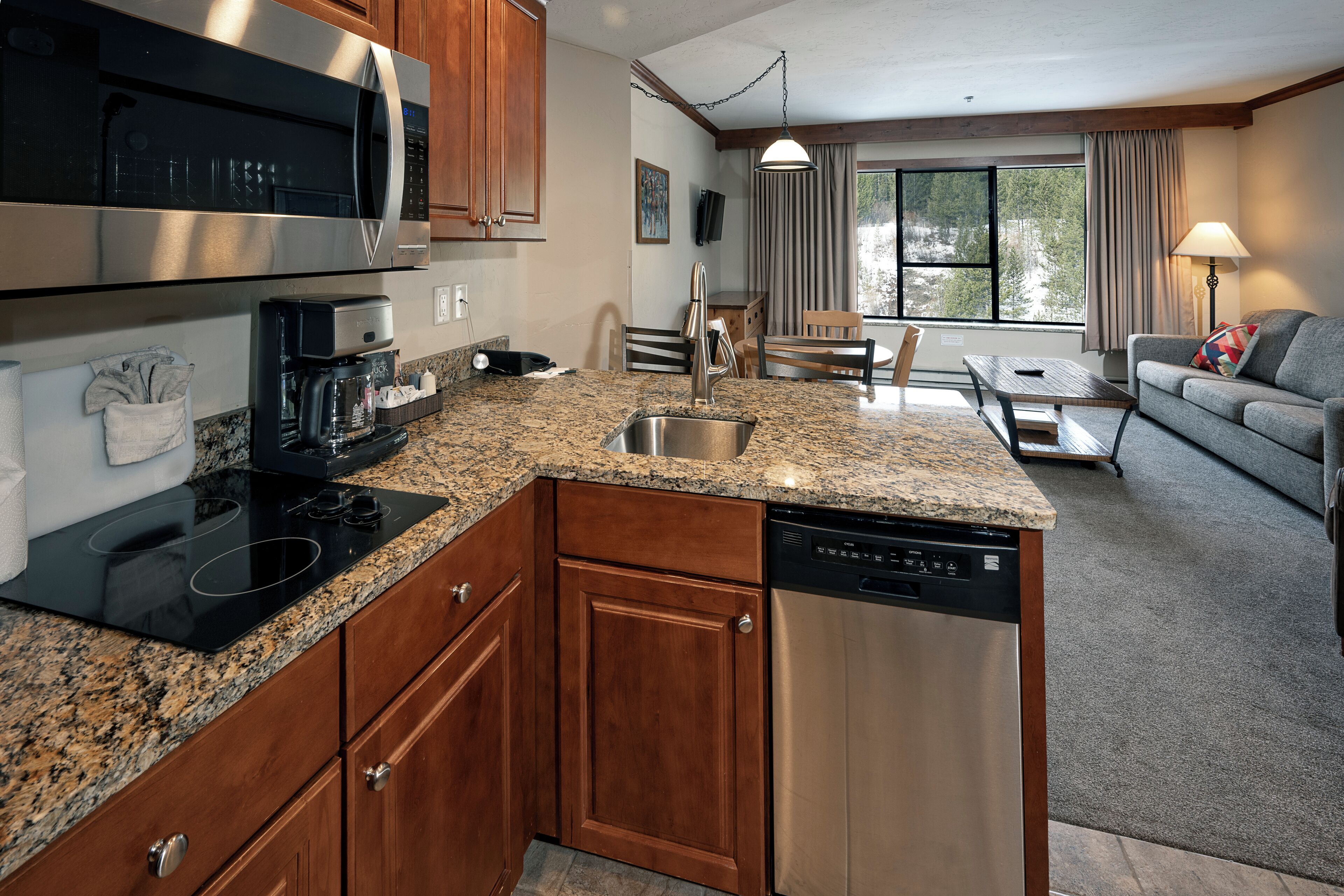 Breckenridge Studio | Private kitchen | Coffee/tea maker, fridge, microwave