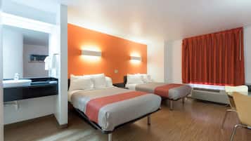 Desk, free WiFi, bed sheets