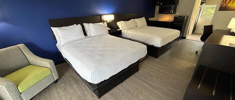Standard Room, 2 Queen Beds, Non Smoking, Kitchenette | Desk, laptop workspace, free wired internet, bed sheets