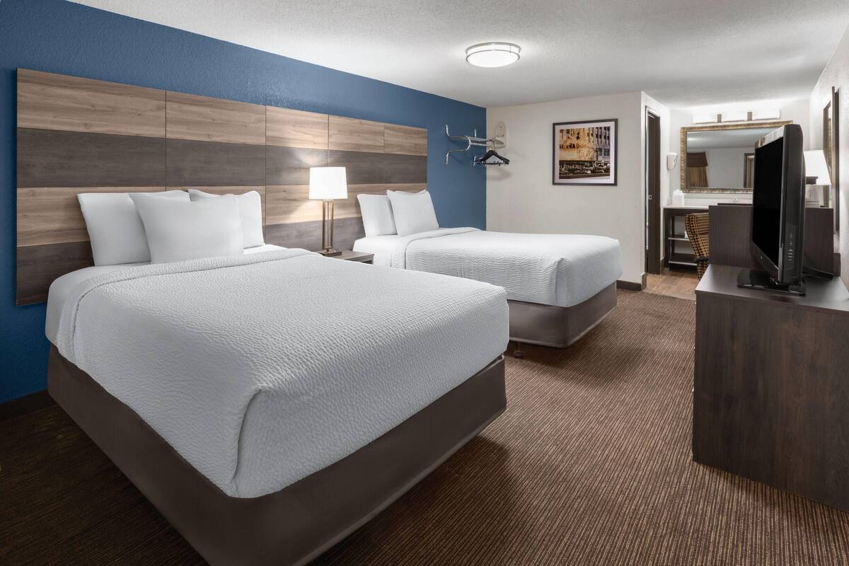 Room, 2 Double Beds, Non Smoking | Desk, blackout drapes, WiFi (free), bed sheets