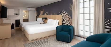 Premium Suite, 2 Queen Beds, Non Smoking | In-room safe, desk, blackout drapes, iron/ironing board