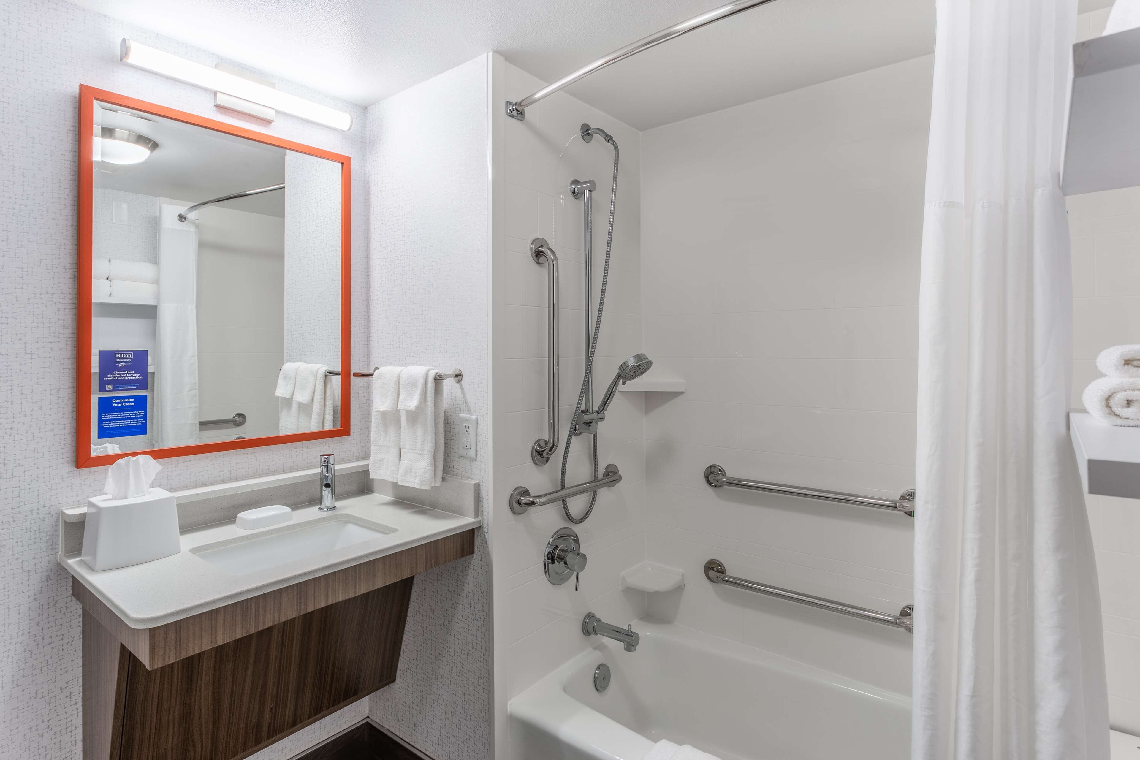 room, 2 queen beds, accessible, non smoking | bathroom | separate bathtub and shower, hair dryer, towels