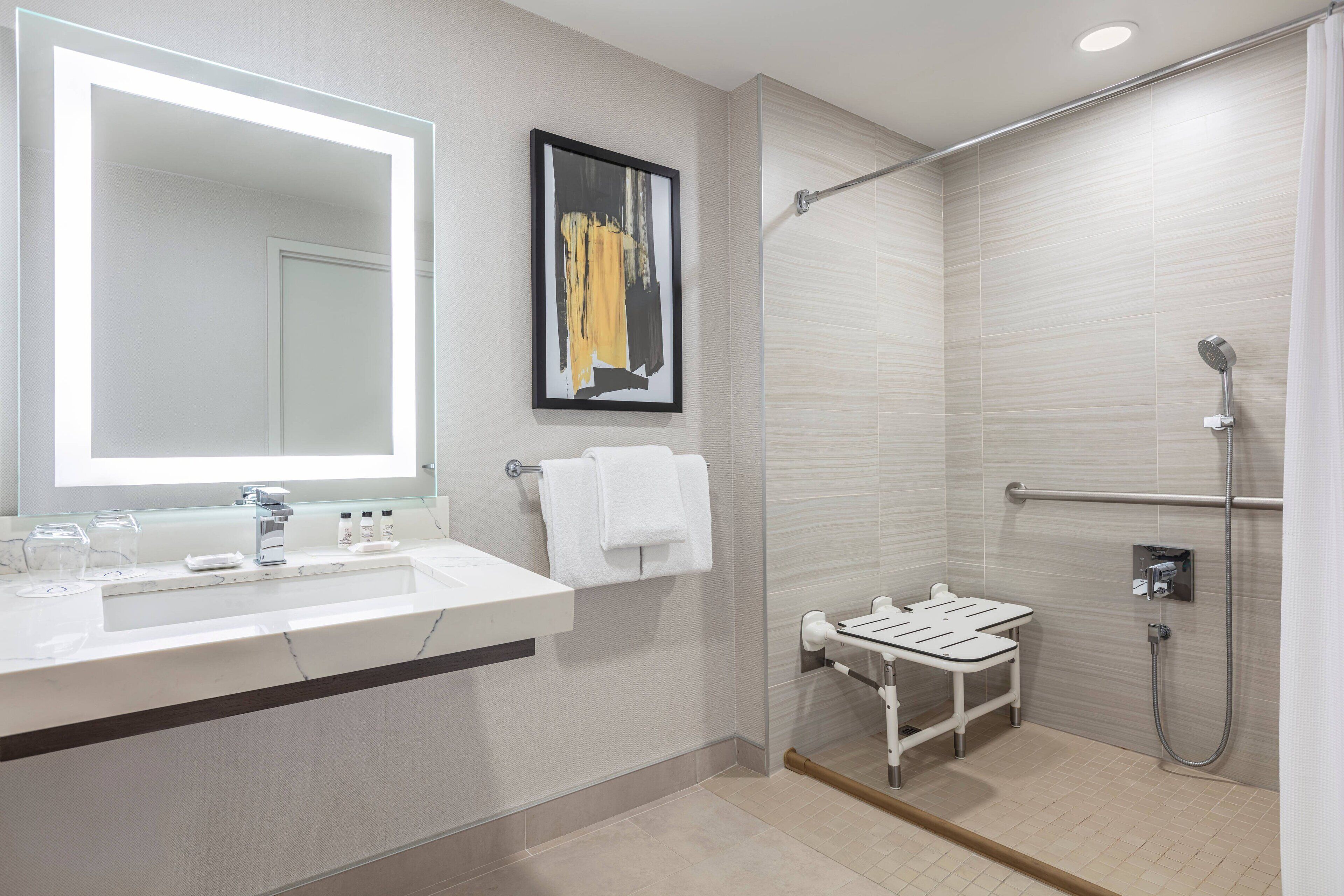 suite, 1 king bed with sofa bed | bathroom | free toiletries, hair dryer, towels, soap