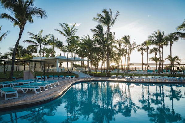 Outdoor pool, sun loungers