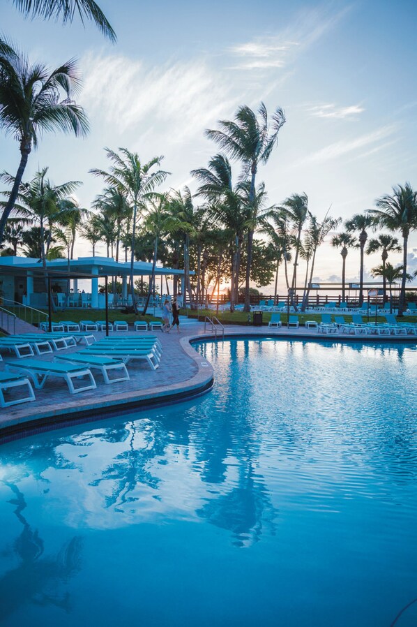 Outdoor pool, sun loungers
