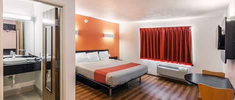 Desk, free WiFi, bed sheets