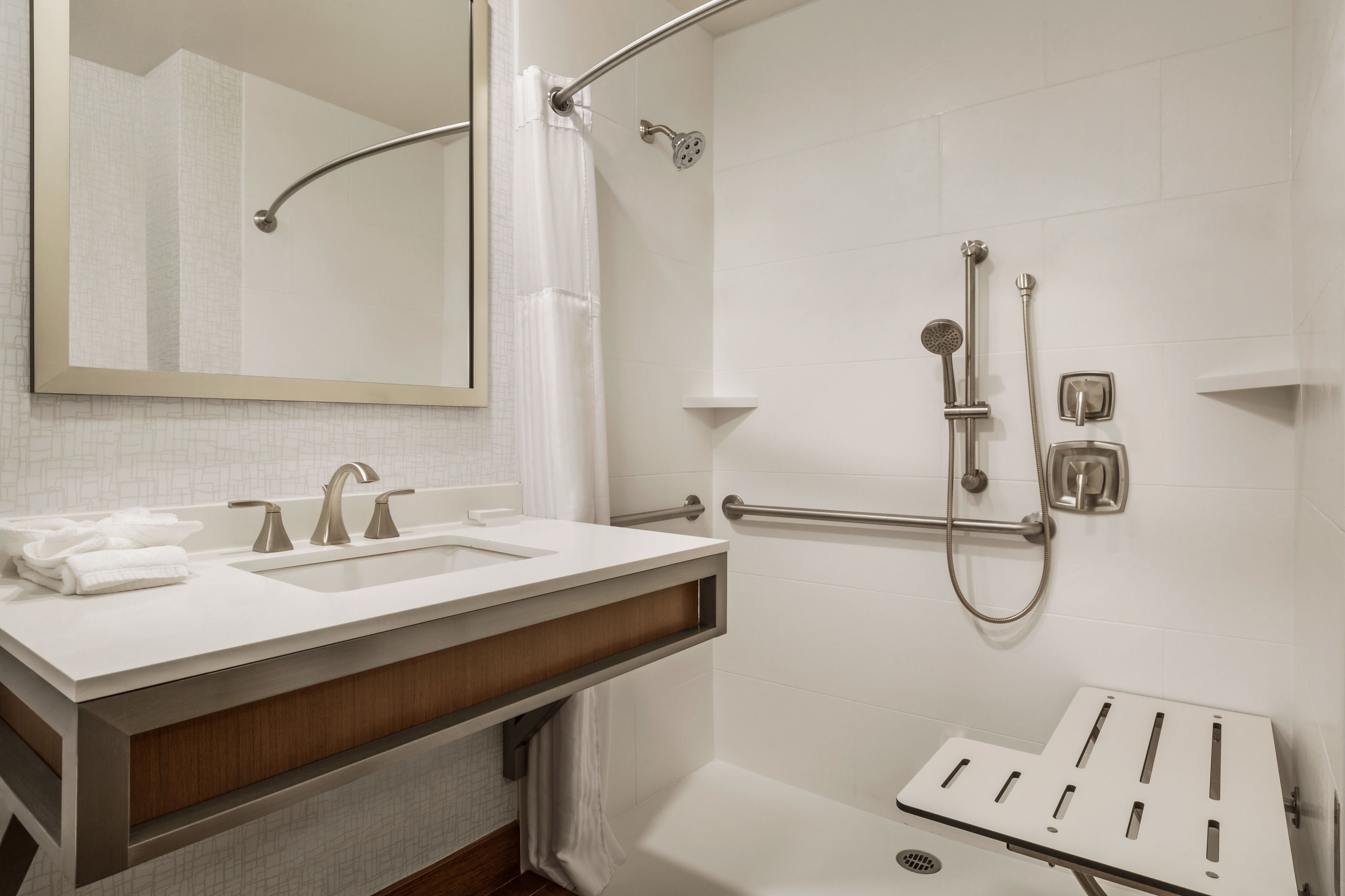 room, 2 double beds, accessible (mobility & hearing, roll-in shower) | bathroom | free toiletries, hair dryer, towels