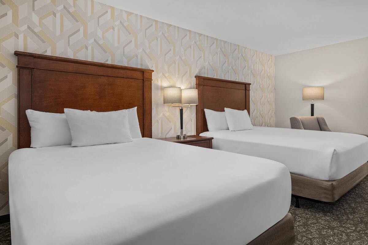 1 bedroom, desk, blackout curtains, iron/ironing board