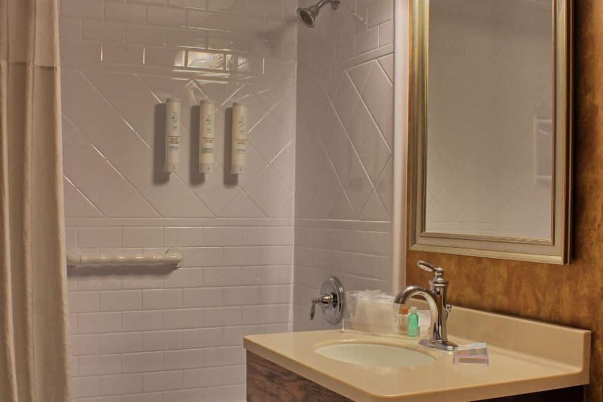 select queen room | bathroom | shower, eco-friendly toiletries, hair dryer, towels