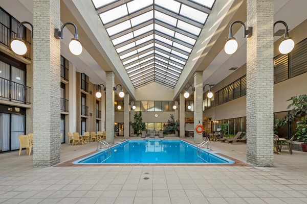 Indoor pool, open 8:00 AM to 10:00 PM, sun loungers