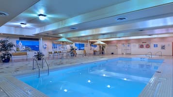 Indoor pool, open 7:00 AM to 11:00 PM, sun loungers