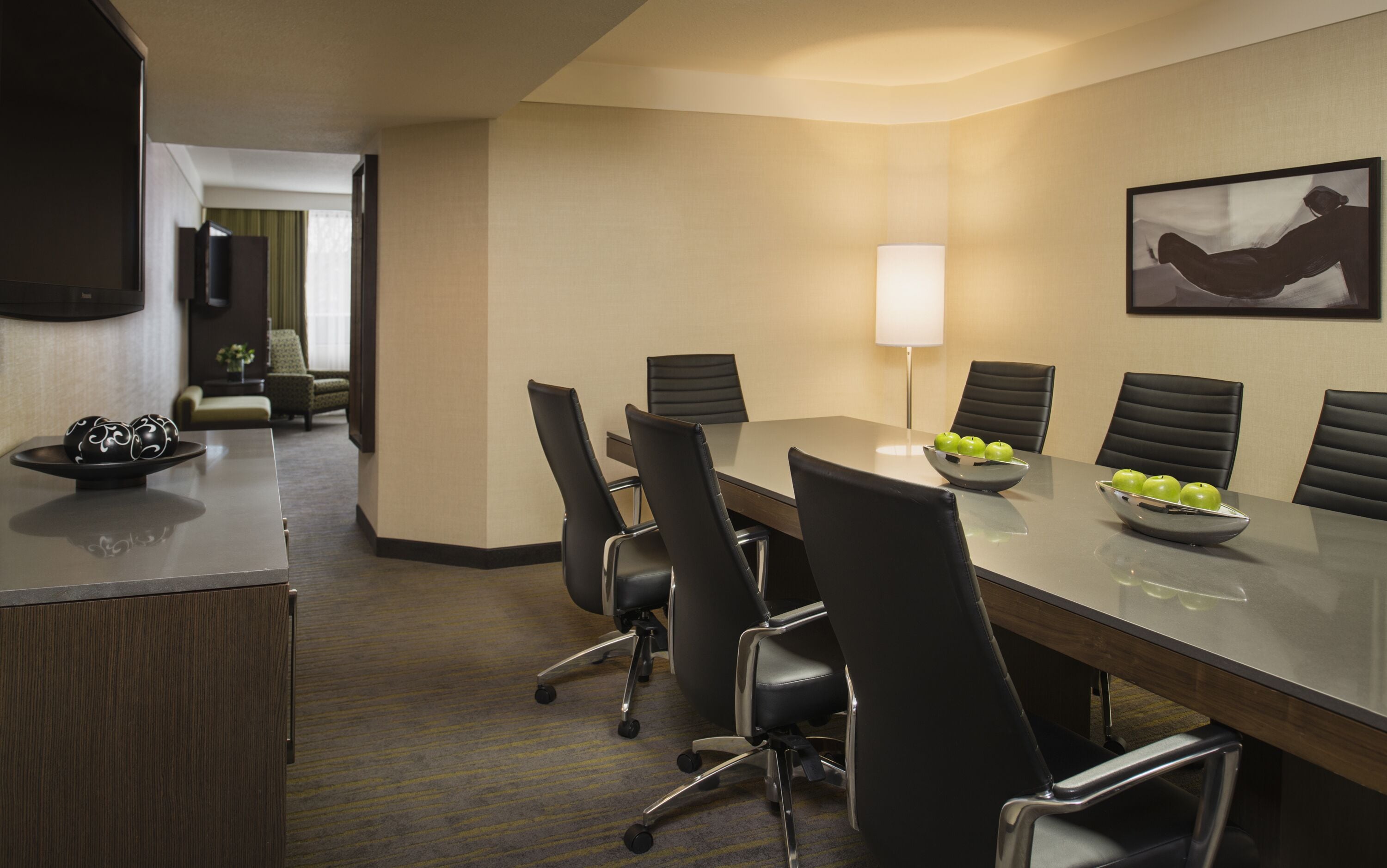 king suite with boardroom | living area | flat-screen tv