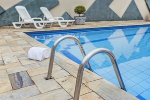 Outdoor pool, pool loungers