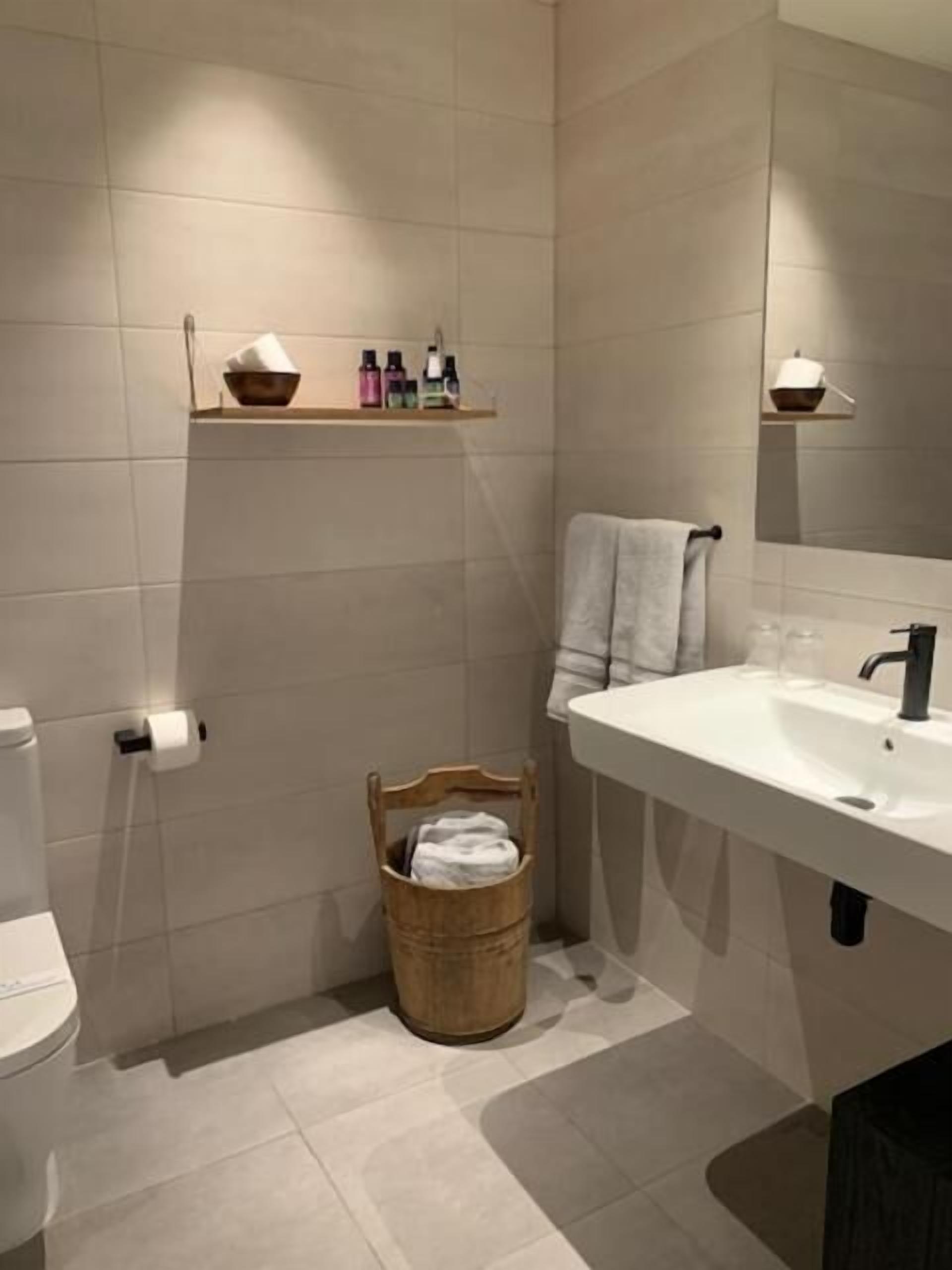 free toiletries, hair dryer, towels