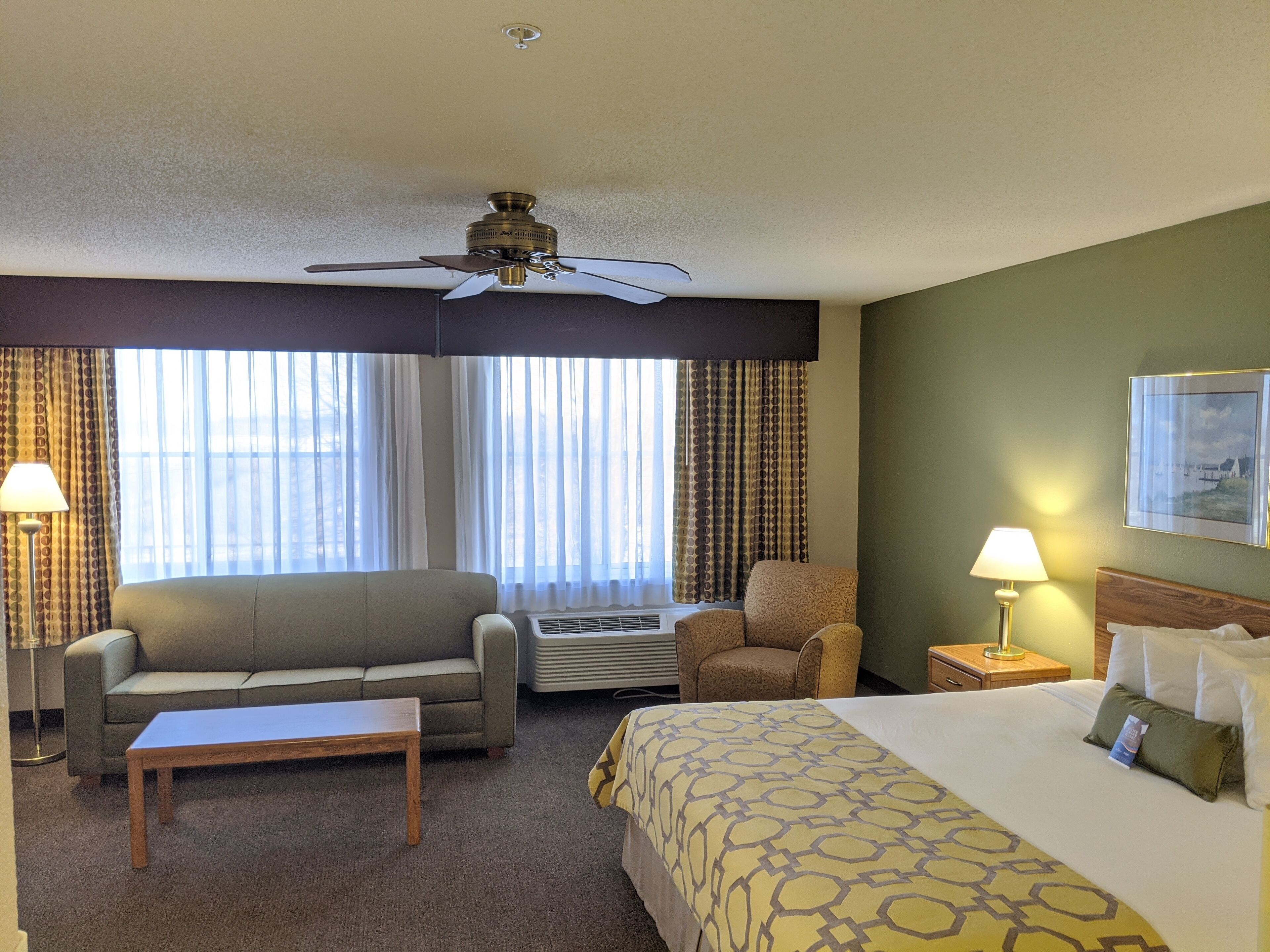 Premium bedding, pillow-top beds, desk, blackout curtains