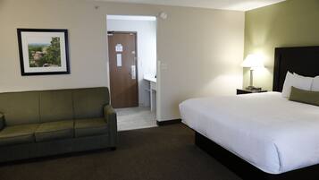 Premium bedding, pillowtop beds, desk, blackout drapes