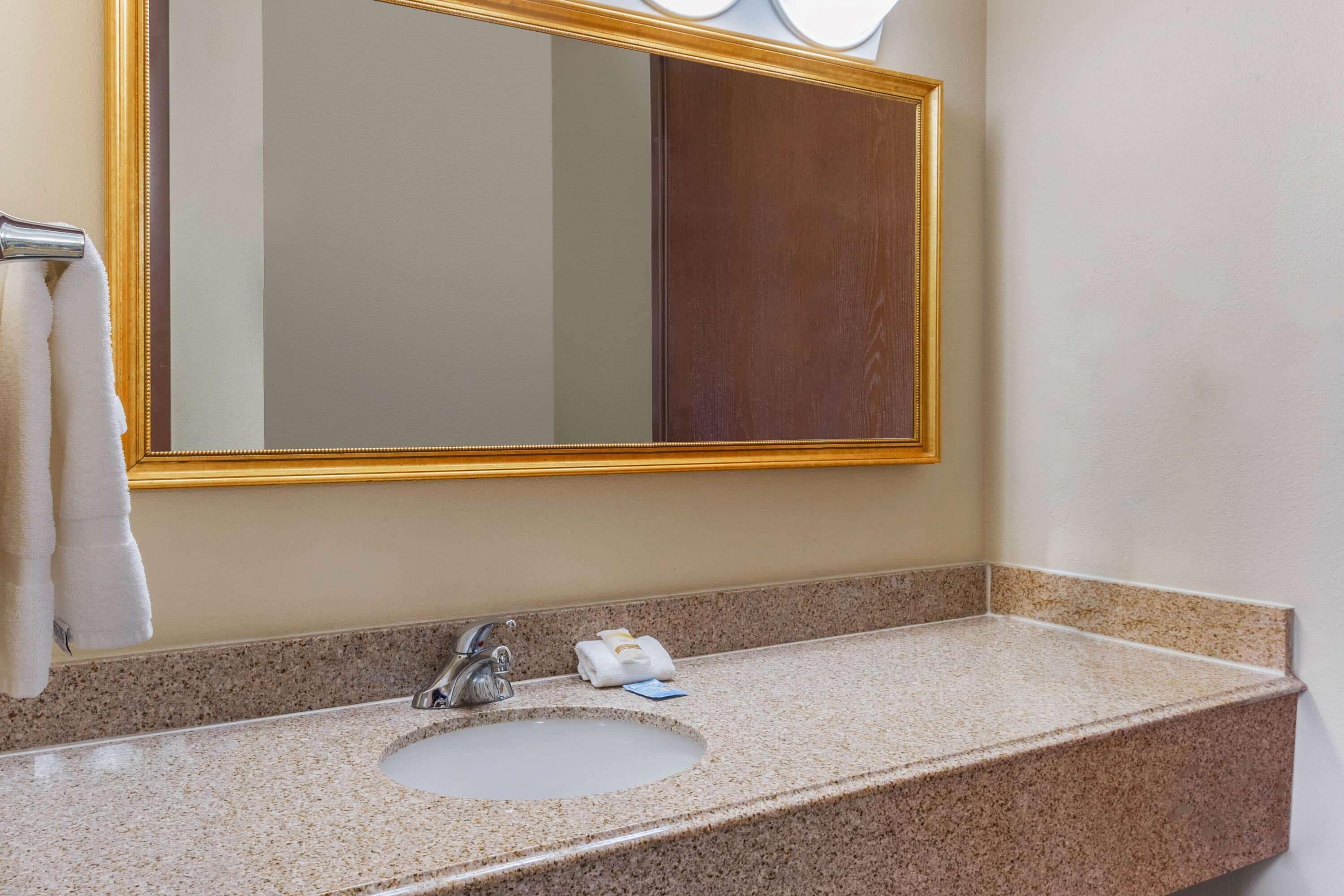 combined shower/bathtub, free toiletries, hair dryer, towels