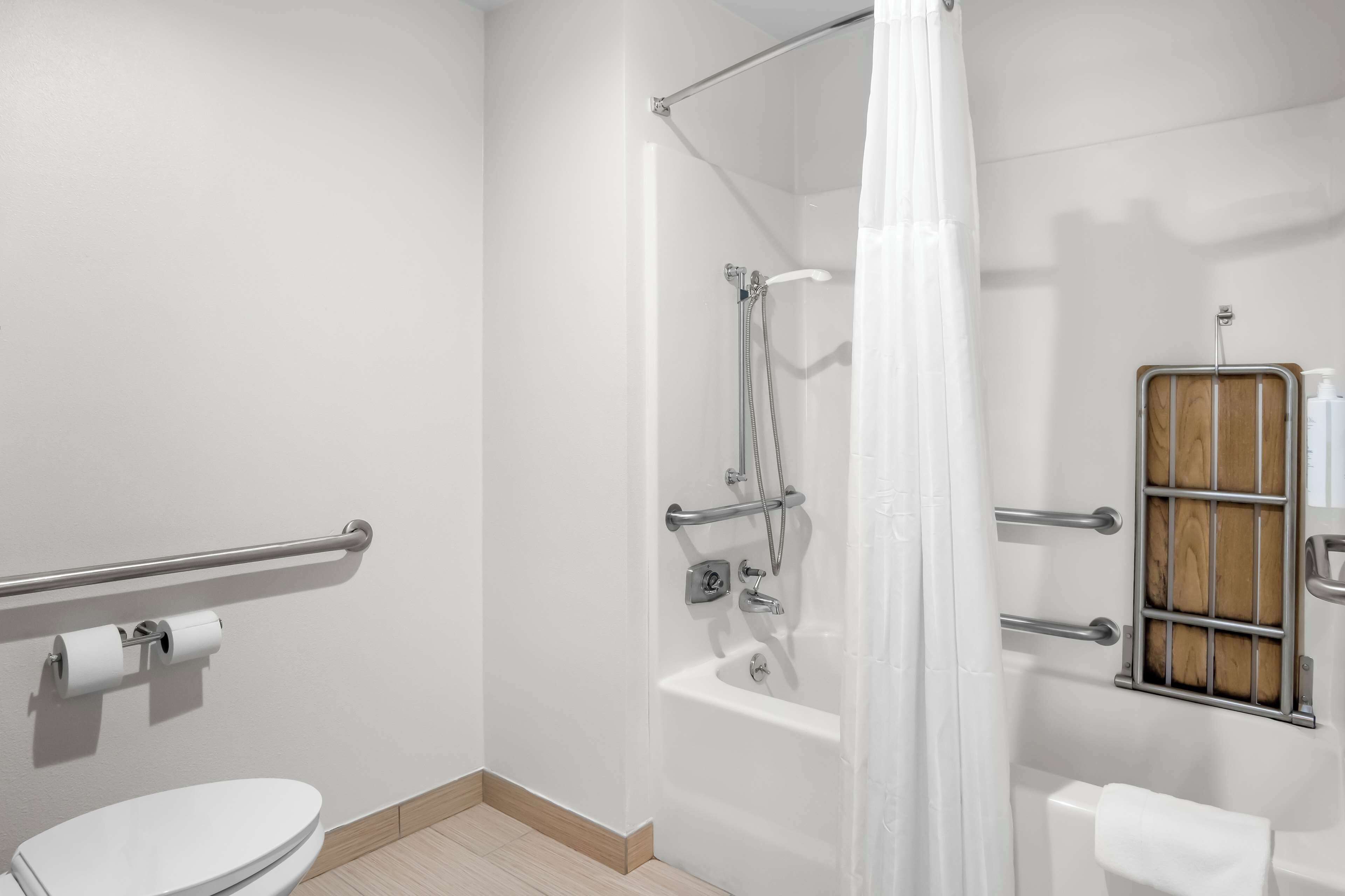 room, 1 queen bed, accessible bathtub | bathroom | free toiletries, hair dryer, towels, soap