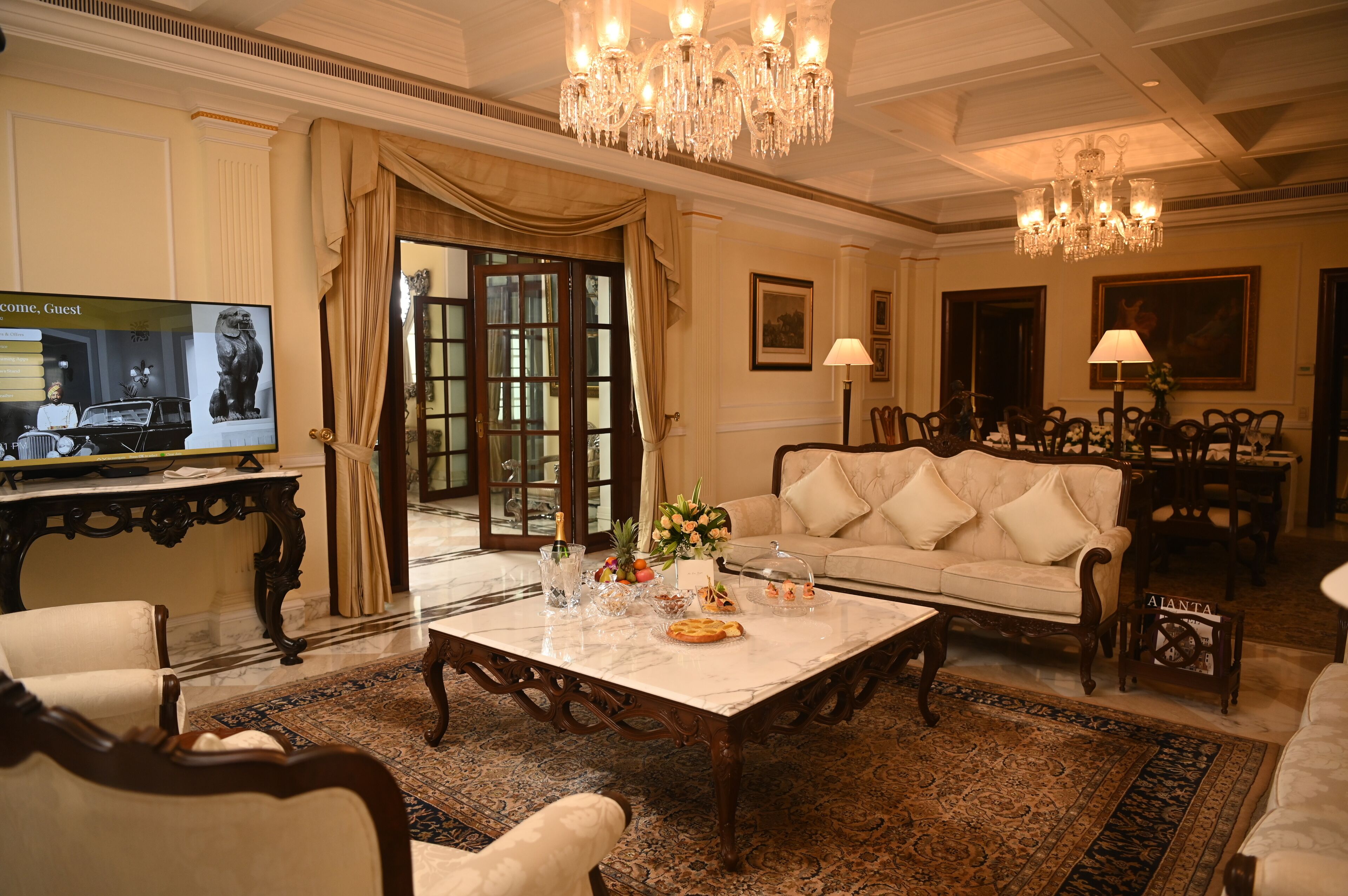 suite (the imperial) | living room | 40-inch led tv with satellite channels, tv, dvd player