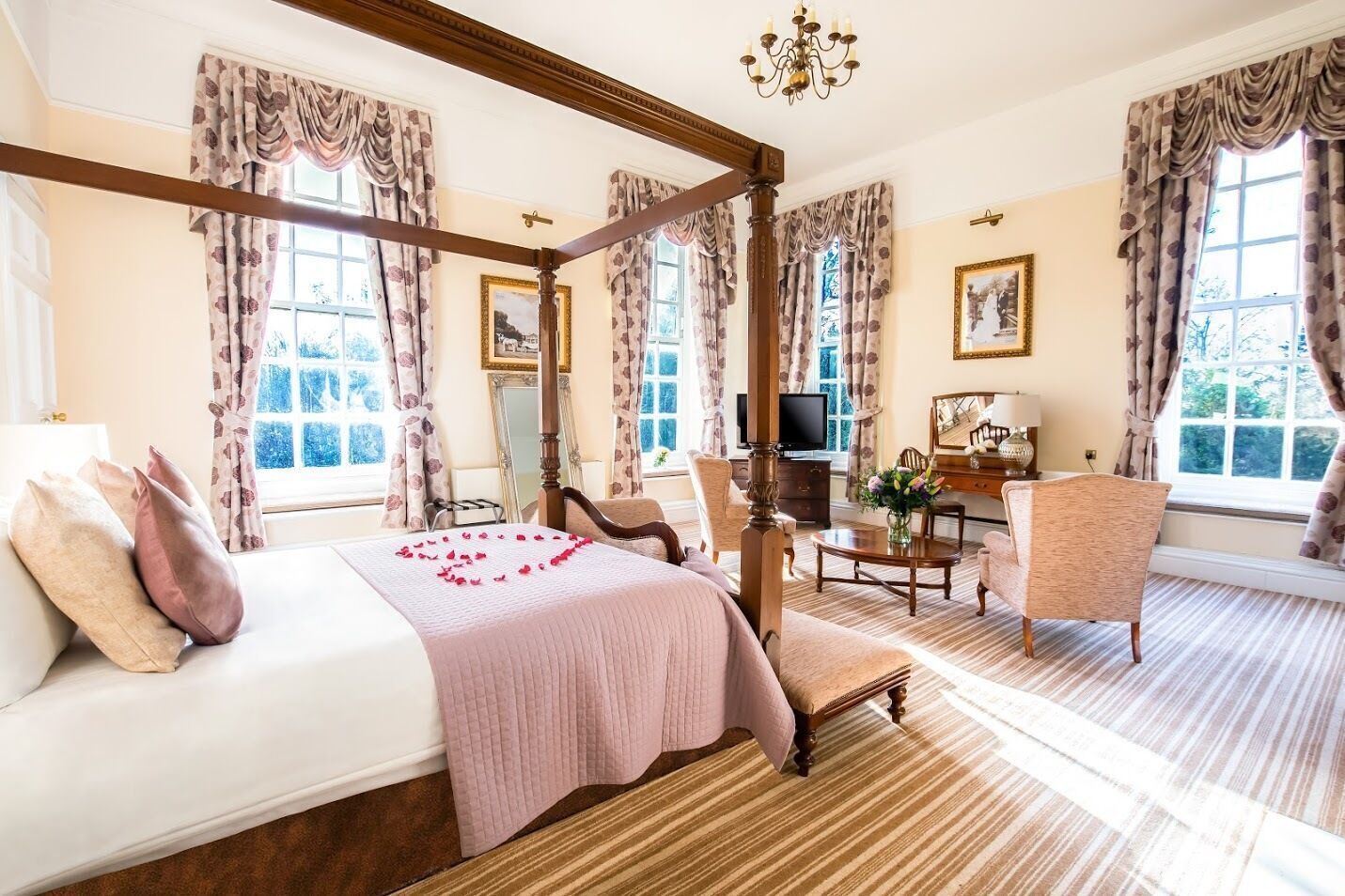 Individually decorated, desk, laptop workspace, iron/ironing board