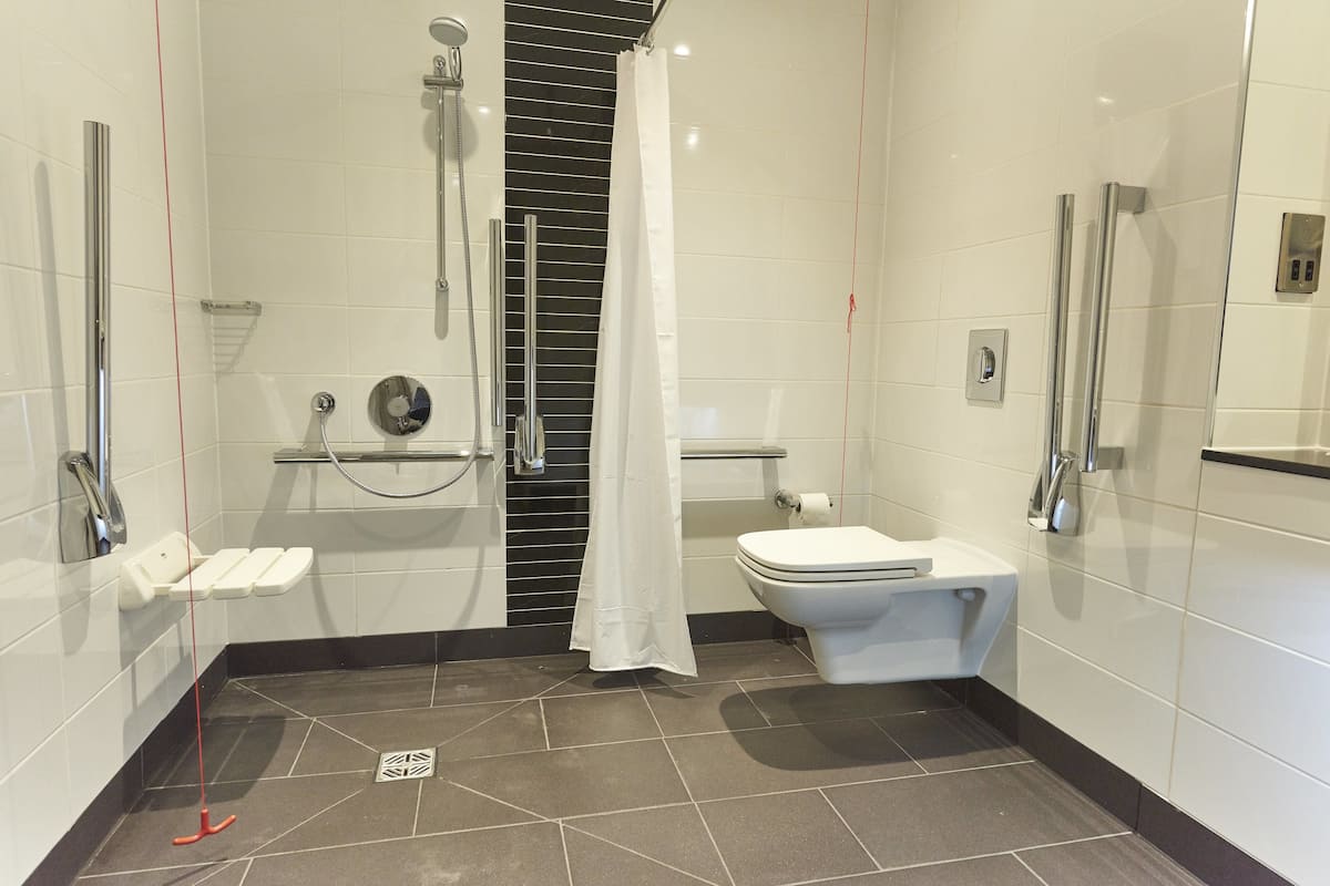 standard room, 1 double bed, accessible | bathroom | bathtub, hair dryer, towels