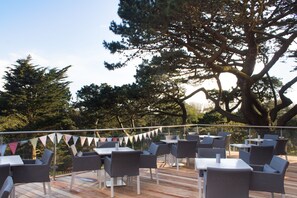 Dinner served, Italian cuisine, garden views