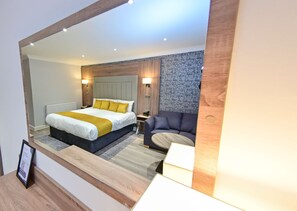 1 bedroom, desk, laptop workspace, iron/ironing board