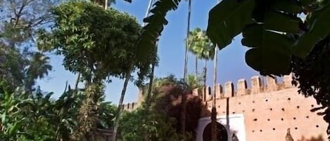 Piscina all'aperto, ombrelloni da piscina, lettini
