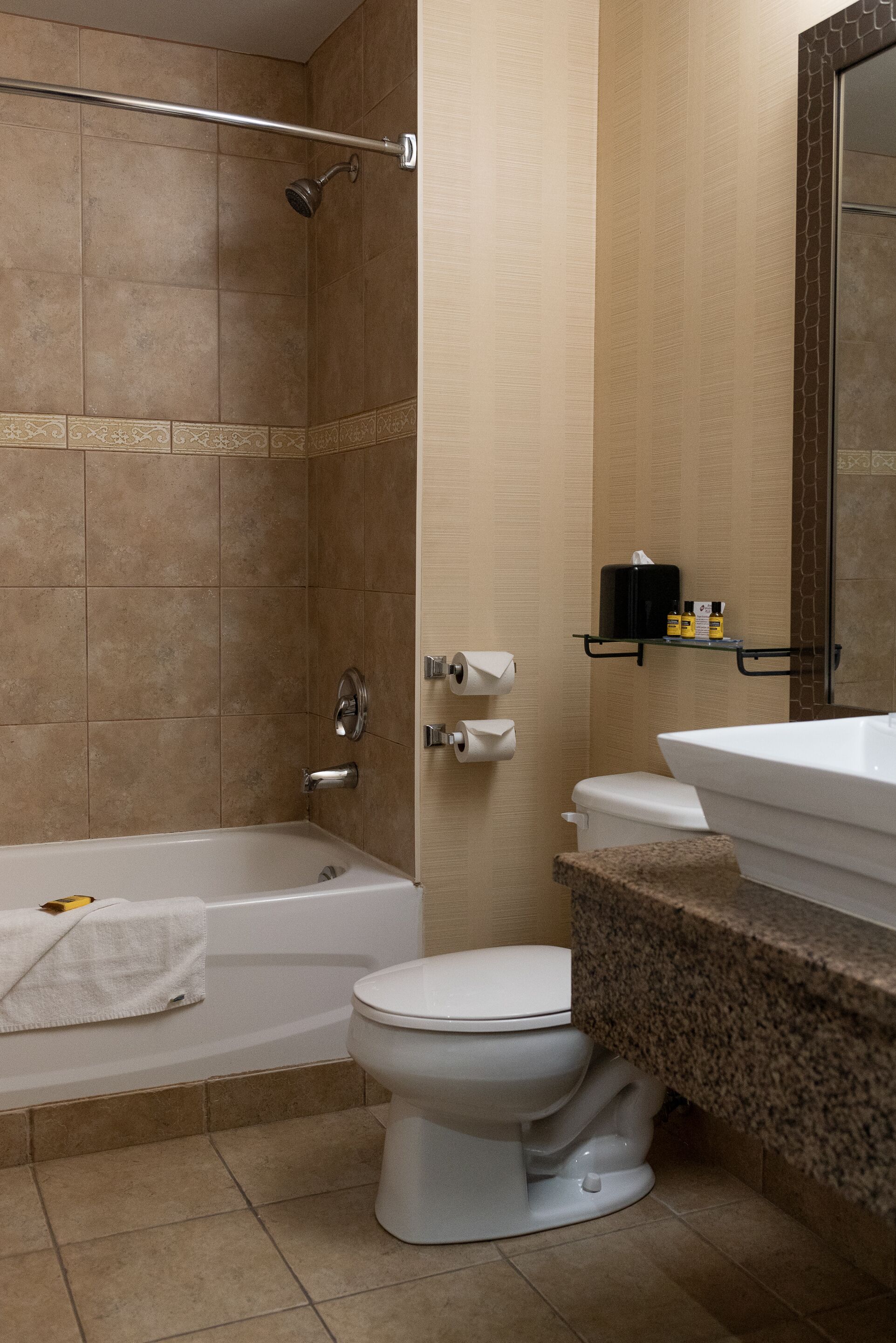 free toiletries, hair dryer, towels, soap