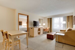 Suite, 2 Queen Beds, Non Smoking, Refrigerator & Microwave (Wet Bar) | Living area | 32-inch flat-screen TV with satellite channels, TV