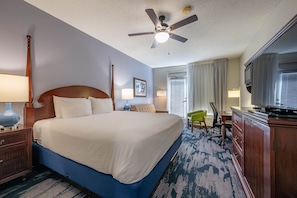 King Balcony Room | Premium bedding, desk, laptop workspace, blackout curtains