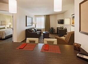 Pillow-top beds, desk, laptop workspace, blackout curtains