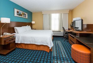 Premium bedding, desk, blackout drapes, iron/ironing board