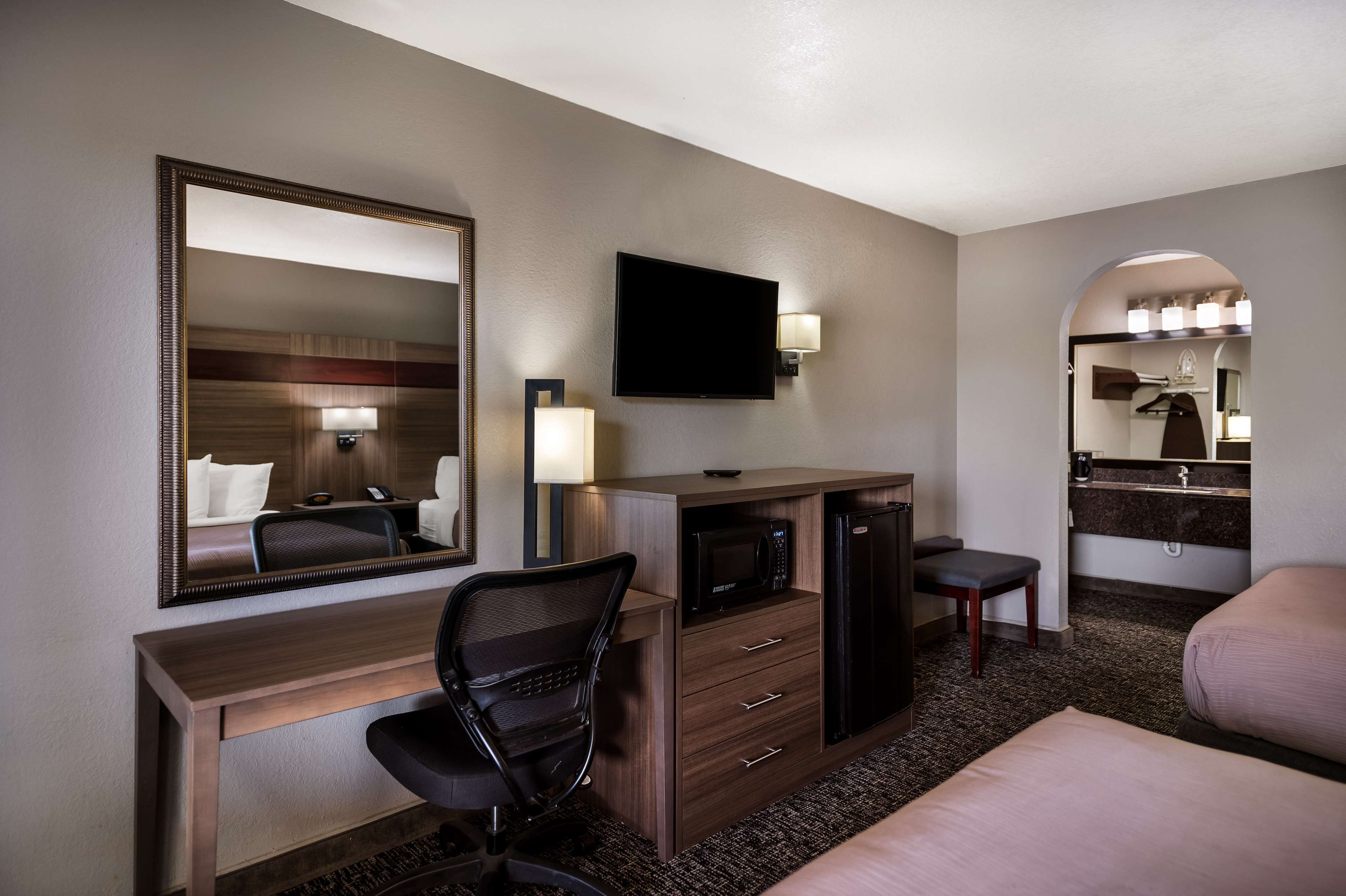 standard room, 2 queen beds, non smoking, refrigerator & microwave | pillow-top beds, desk, iron/ironing board, rollaway beds