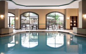 Indoor pool, open 6:00 AM to 10:00 PM, pool loungers