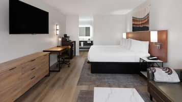 Pillow-top beds, desk, laptop workspace, blackout curtains