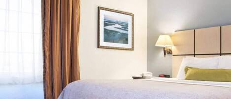 Desk, blackout drapes, iron/ironing board, free WiFi