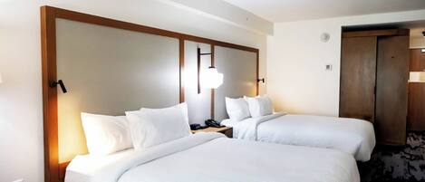 1 bedroom, desk, blackout curtains, iron/ironing board