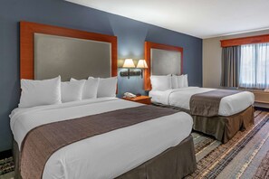 Premium bedding, pillowtop beds, desk, iron/ironing board