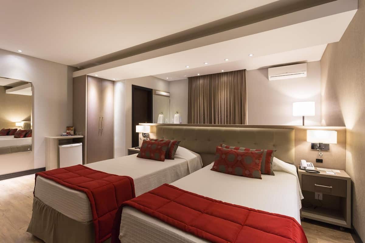 1 quarto, roupas de cama premium, frigobar, cofres nos quartos