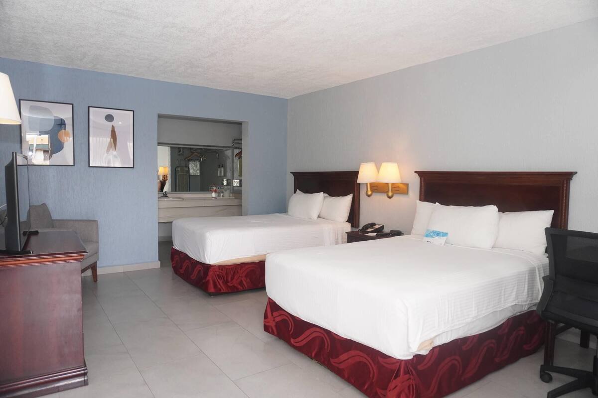 Standard Double Room, 2 Double Beds, Non Smoking | Minibar, desk, blackout drapes, iron/ironing board (on request)