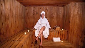 Sauna, hot tub, steam room, aromatherapy, hot stone massages