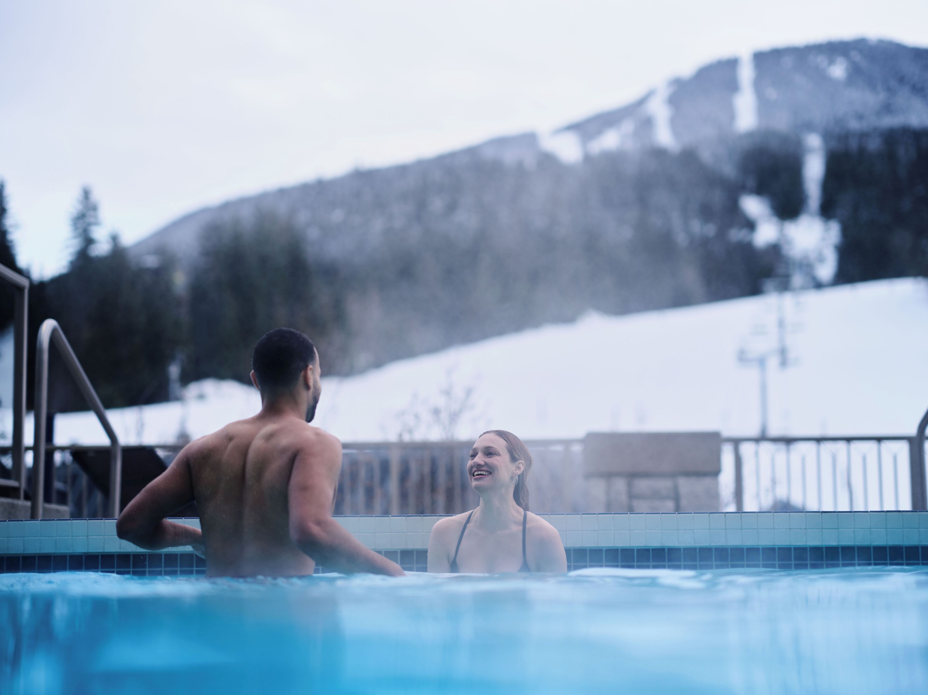 outdoor pool, pool loungers