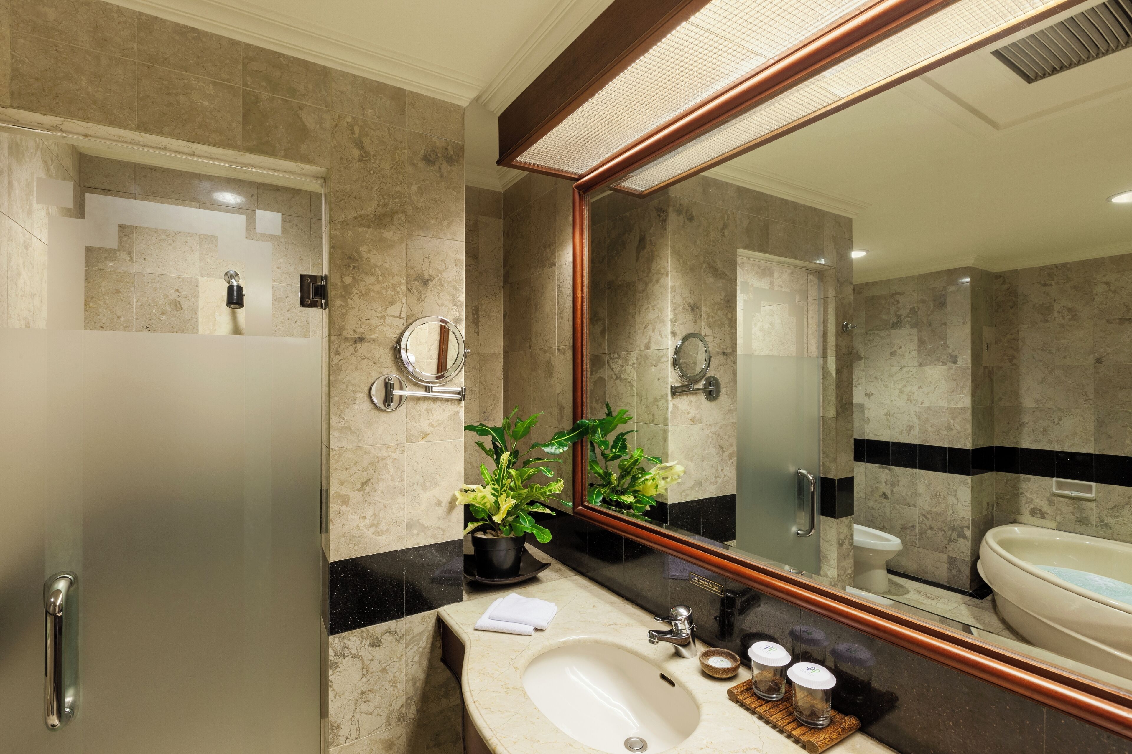 business suite | bathroom | combined shower/bathtub, deep-soaking bathtub, free toiletries