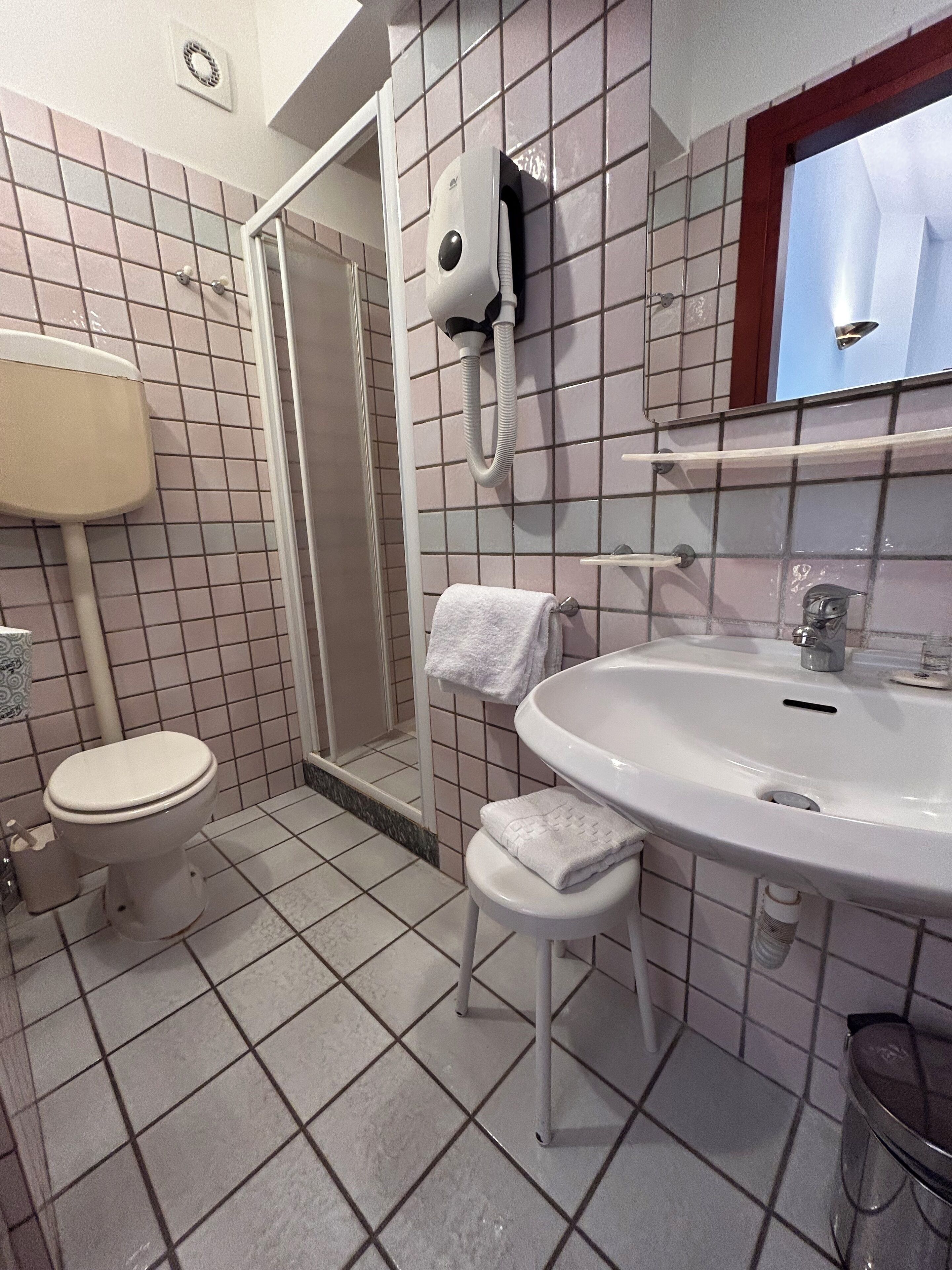 free toiletries, hair dryer, bidet, towels