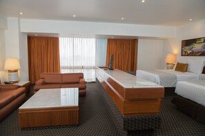 Panoramic Suite, 2 Queen Beds, City View, Tower | In-room safe, desk, laptop workspace, iron/ironing board