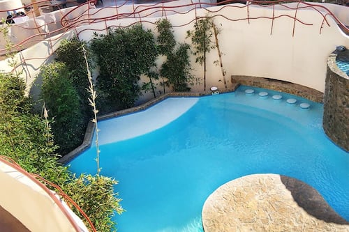 Outdoor pool, open 10 AM to 10 PM, pool umbrellas, sun loungers